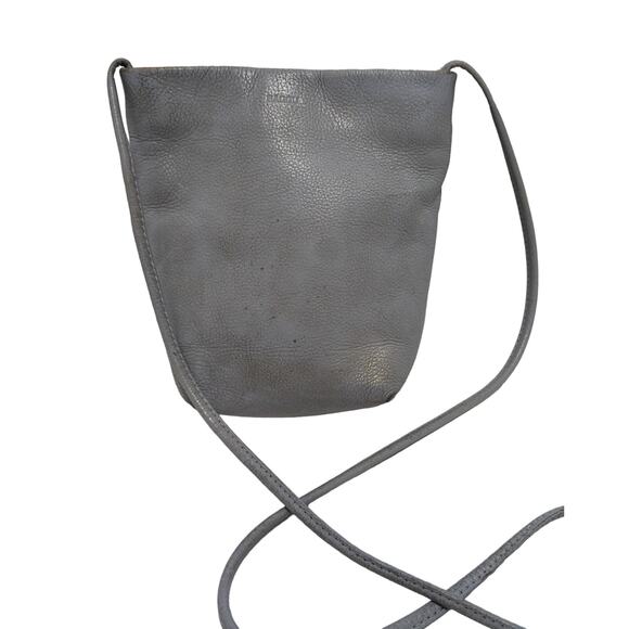 Baggu Small Light Blue Soft Leather Crossbody Handbag Sling Purse - Picture 1 of 4